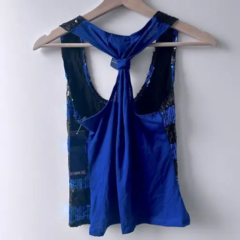 Rock Blue Sequin Razorback Tank Top Size XL NEW NWT vintage Y2K 90s black sexy