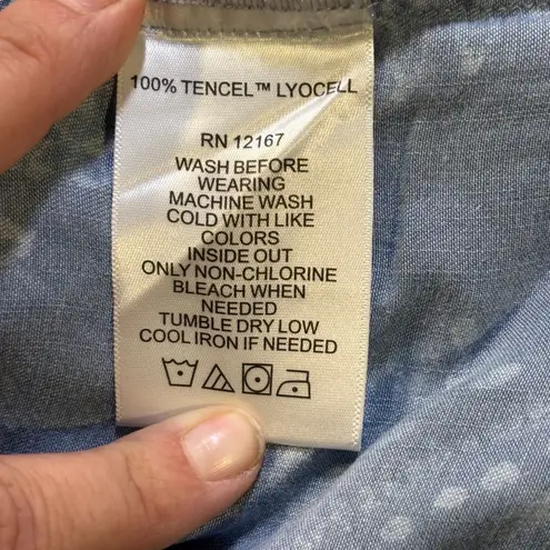 Laurie Felt Duster Cardigan Women's XS Blue White Floral Paisley Tencel Lyocell