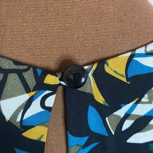 Classiques Entier silk abstract print smocked accent midi dress pleated size 6 - Image 12