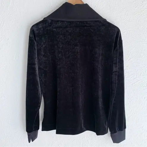 Spanx  Velvet Half Zip Sweatshirt Very Black Sz Medium NWT