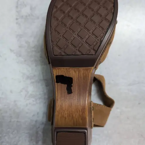 House of Harlow 1960 Cherub Chestnut Tan Ankle Strap Platform Rivet Clogs 8M Brown Size 8