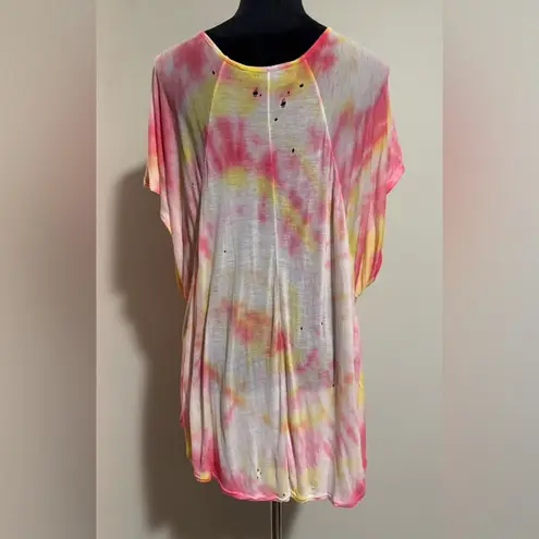 Handmade Style Stalker Pink and Yellow Grunge Skull Tee size 6