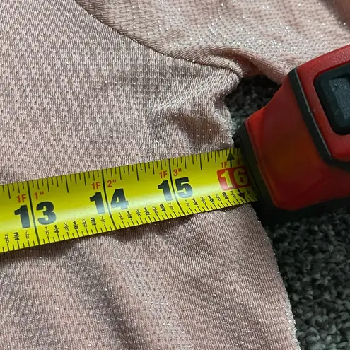 Perfect peach sparkly long sleeve business casual shirt S Pink