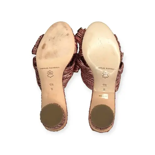 Loeffler Randall new  𒀭Emilia Pleated Bow Mule Heel 𒀭Metal Rose Plissé 𒀭 6.5M