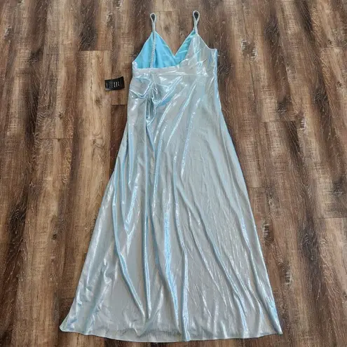 Retrofête Retrofete Yesi Dress in Blue Silver XXL NWT Metallic Maxi Spaghetti Straps