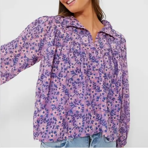Emerson Fry India Collection Violet Purple Floral Wildflower Emmaline Blouse XS
