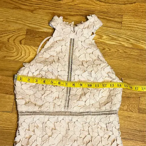 Bardot Women’s 4 Pink Gemma Floral Lace Halter Backless Eyelet Sheer Midi Dress