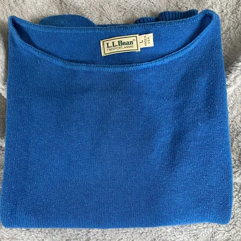 L.L.Bean Vintage  royal blue short sleeve sweater, Size L - Made in USA