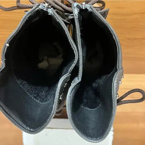 Source Unknown Women’s Studded Side Lace Up Chunky Ankle‎ Boots Size 7 Black Cross Tie Mid-Calf - Image 8