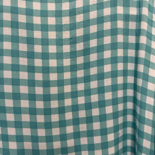 Splendid  Teal Gingham Button Down Tank Top‎ Women’s Size Large Summer Beachy