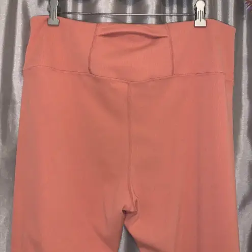 Dip clothing Dip Woman's 2X Ribbed Capri Leggings Orange Gym Workout Yoga