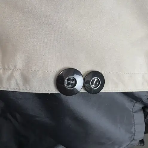 Gallery Women's Hooded Two Tone Raincoat Sz Small Removable Lining Black Beige