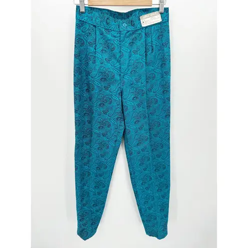 Vintage Blue Chic Sport  Paisley Print Pleated Front Pants Women's Size 9 NWT