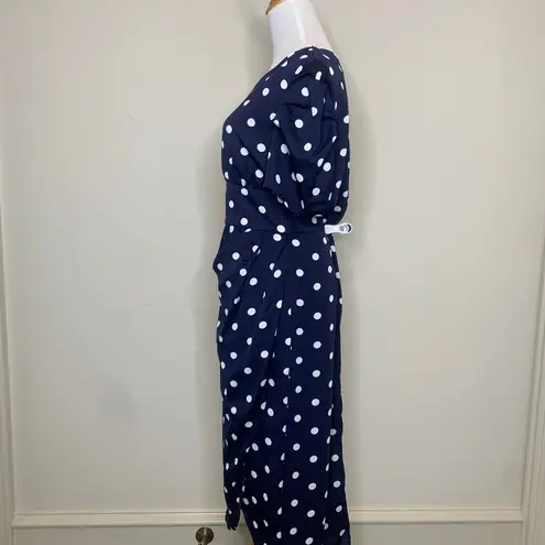 Dee Elly Blue White Polka Dot Dress Pinup 20s Style Sz Large