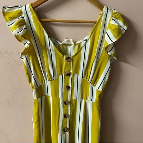 Sweet Wanderer Yellow & White Striped Jumpsuit Size S EUC