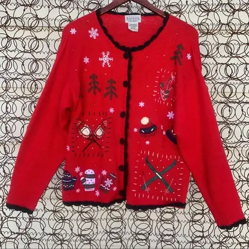 basic editions Vintage knit ugly Christmas cardigan SMALL