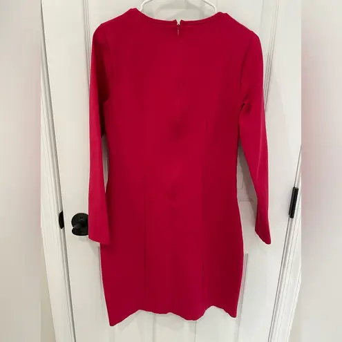 J.Crew  Long Sleeve Crew Neck Hot Pink Barbiecore Stretch Sheath Dress Size 8