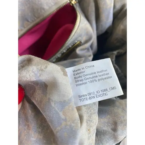 Elliott Lucca Sintra Leather Hobo Bag Exotic Snakeprint Gray/Taupe Gray