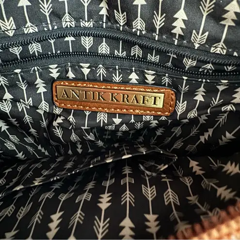 Antik Kraft Brown Boho Tassel Crossbody Bag with Stud Trim