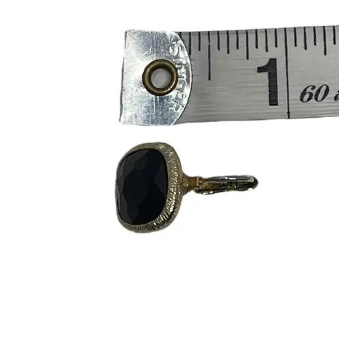 Monet Vintage Signed Pierced Gold Tone Black Facet Dangle Earrings Classy Retro