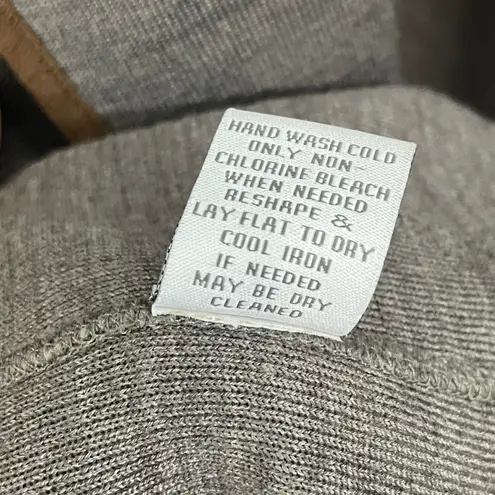 Soft Surroundings Cardigan Sweater Medium Taupe Brown Faux Suede Trim Open Front