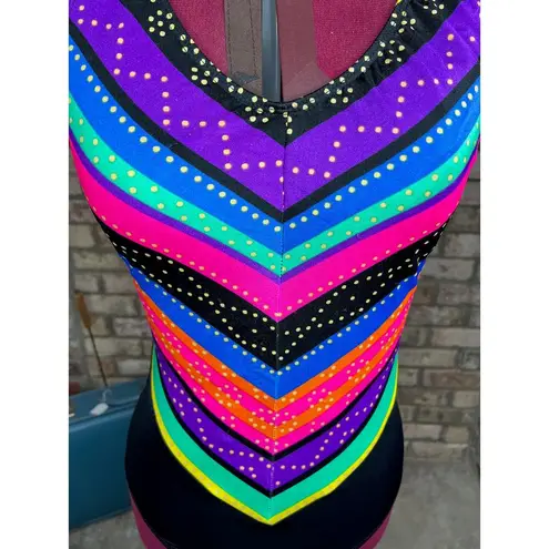 one piece swimsuit Sun streak Vintage 1990s pink purple green blue Size 12