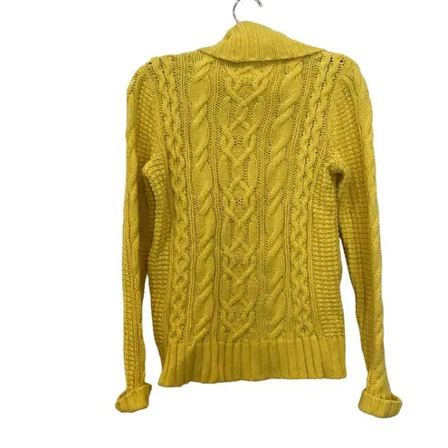 LRL Lauren Jeans Co. Bright Yellow Chunky Cable Knit Turtleneck Sweater Sz Sm