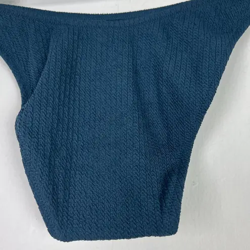 J.Crew NWT  Textured Curved Waist Cheeky Bikini Bottom Navy Size Large L NEW