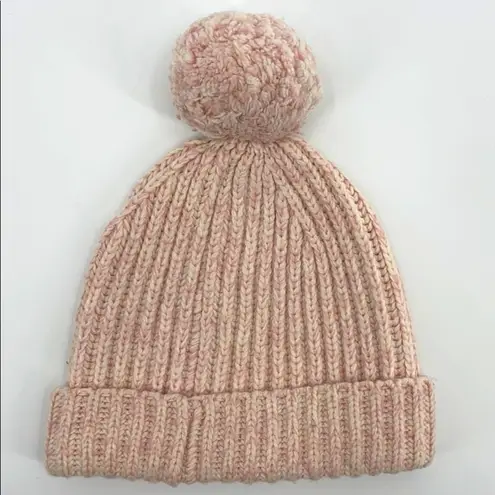 J.Crew  Wool Blush Pink/White Pom Pom Beanie OS