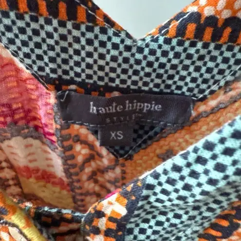 Haute Hippie Boho Patchwork Print Colorful Wode Leg Jumpsuit XS