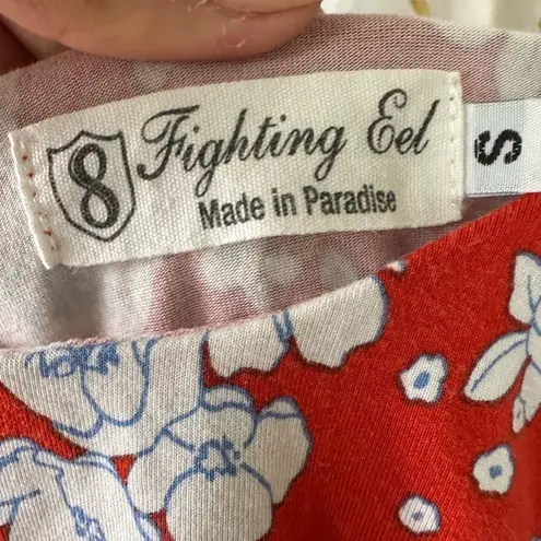 Fighting Eel Ava Sky Floral Rose Off The Shoulder Slouchy Soft Flounced Romper S