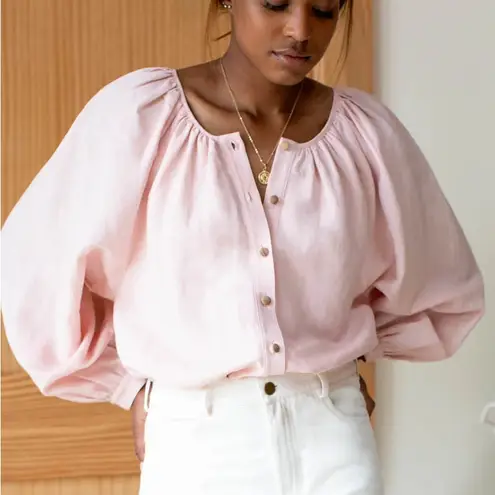 EMERSON FRY Frances Blouse, Shell Pink Linen, Medium