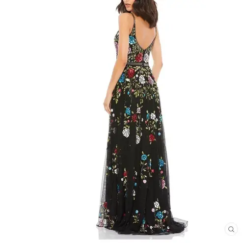 Mac Duggal NWT Embellished Floral Sequin Gown Dress Black Multi 5400