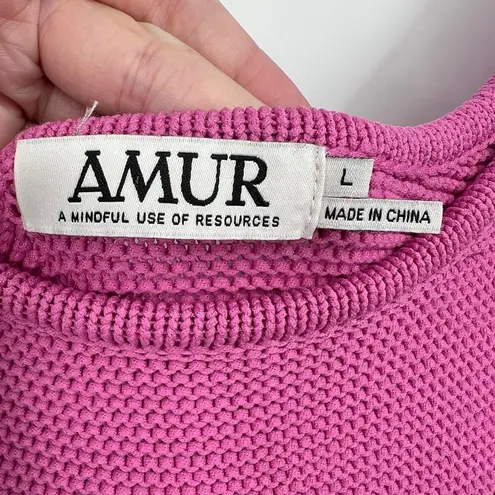 Amur Allegra crochet Floral Knit Midi pink pearl sleeveless pullover size large