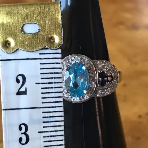 Natural Blue Topaz Blue Sapphire Sterling Silver Ring Size 6