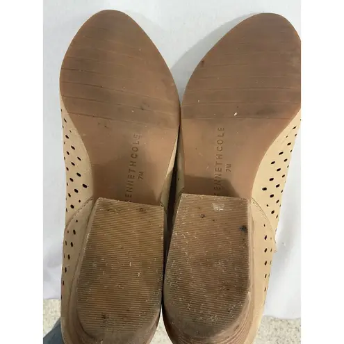 Womans Kenneth Cole Ny Size 7 M Cooper Beige Vented Zip Cut Out Booties Tan