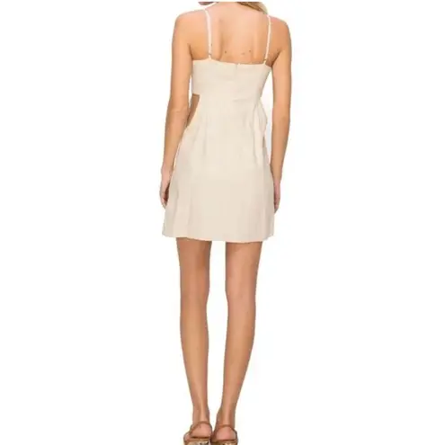 MELLODAY Women's Natural Tank Side Cutout Minidress Linen Blend Small NWOT