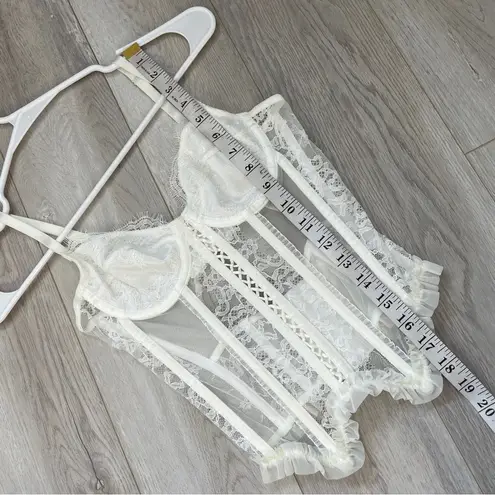 Kat the Label Corset Top White (xsmall) lace lingerie ruffle trim sexy feminine Size XS
