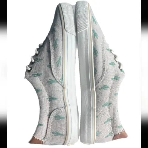 GH Bass Navigate Critter Womens 7M Cactus Print Beige Linen Canvas Boat Shoes Size 7