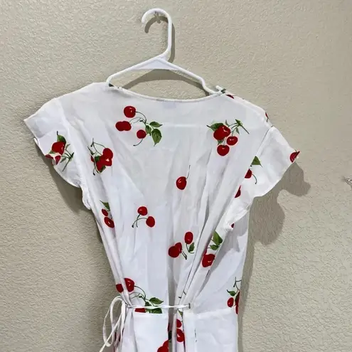 Rails Koreen Cherry Print Mini Ruffle Wrap Dress Size Small