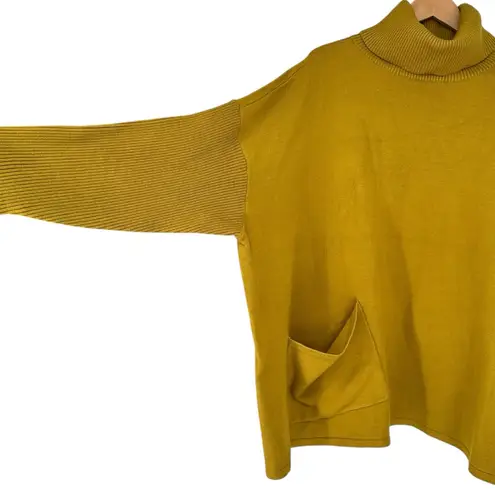 MarlaWynne Mustard Yellow Oversized Sweater size 2X Turtleneck NWT Pocket