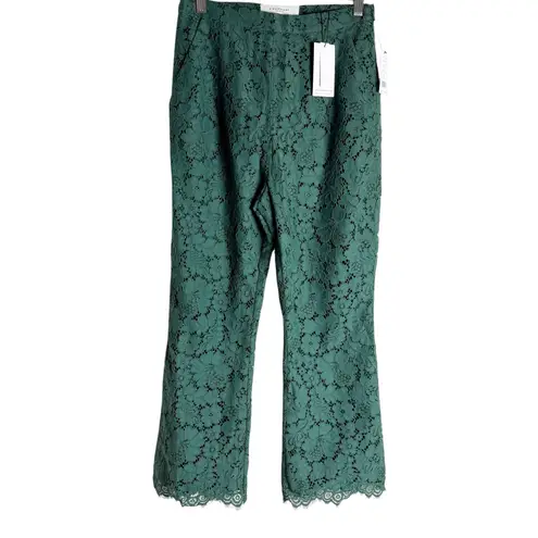 Equipment Ange Bistro Green Cropped Flare Lace Trouser Pants Size 6