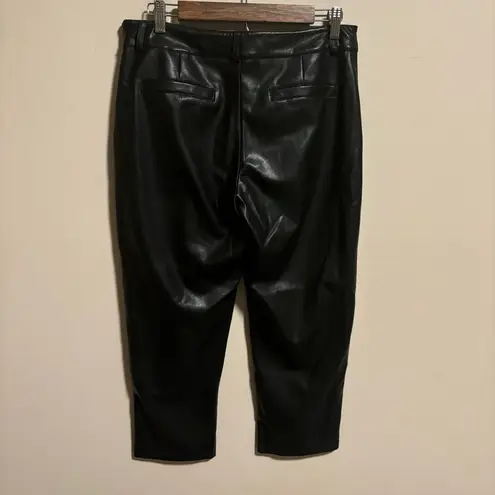 7 For All Mankind  Faux Leather Wide Cropped Leg Pants Black- Size Medium