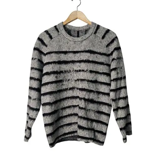 Saint Laurent Paris Unisex Wool Mohair Blend Gray Black Stripe Size Small