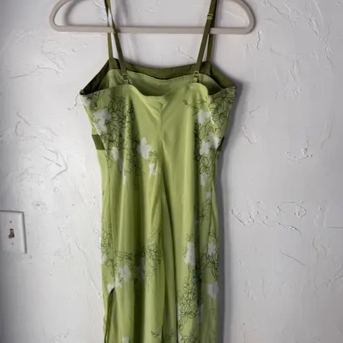 Studio Y Y2k Size 9 Light Green Floral Maxi Dress Spaghetti Strap Ruffle Fairy