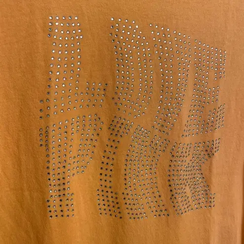 PINK - Victoria's Secret  Orange Shine Rhinestone Bling Love Pink Top, Large
