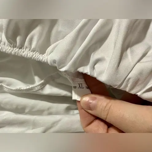 Boho Cap Sleeve Crop Top Ruffle Tie Back White (673) Size XL