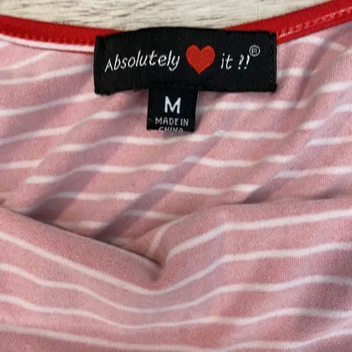 Absolutely Love It! Red with White Stripes Short Sleeve Scoop Neck Midi Dress M Size M