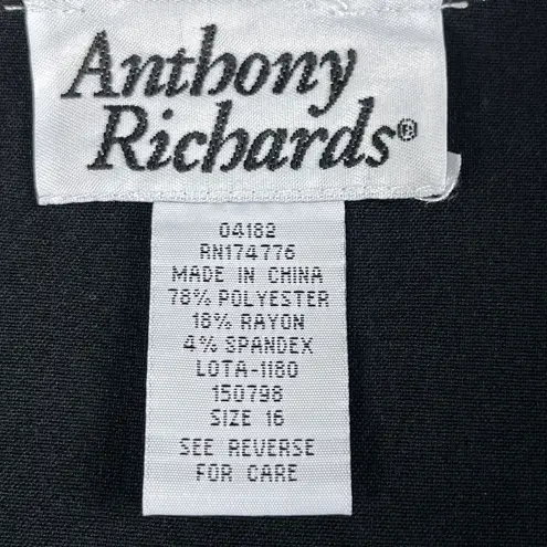 Anthony Richards Wear To Work Blazer Jacket Womens Sz 16 Black White Open Front