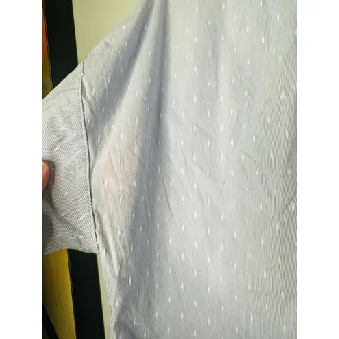 WAVERLY GREY Light Blue Dots Line Up Short Sleeve Top Size Medium